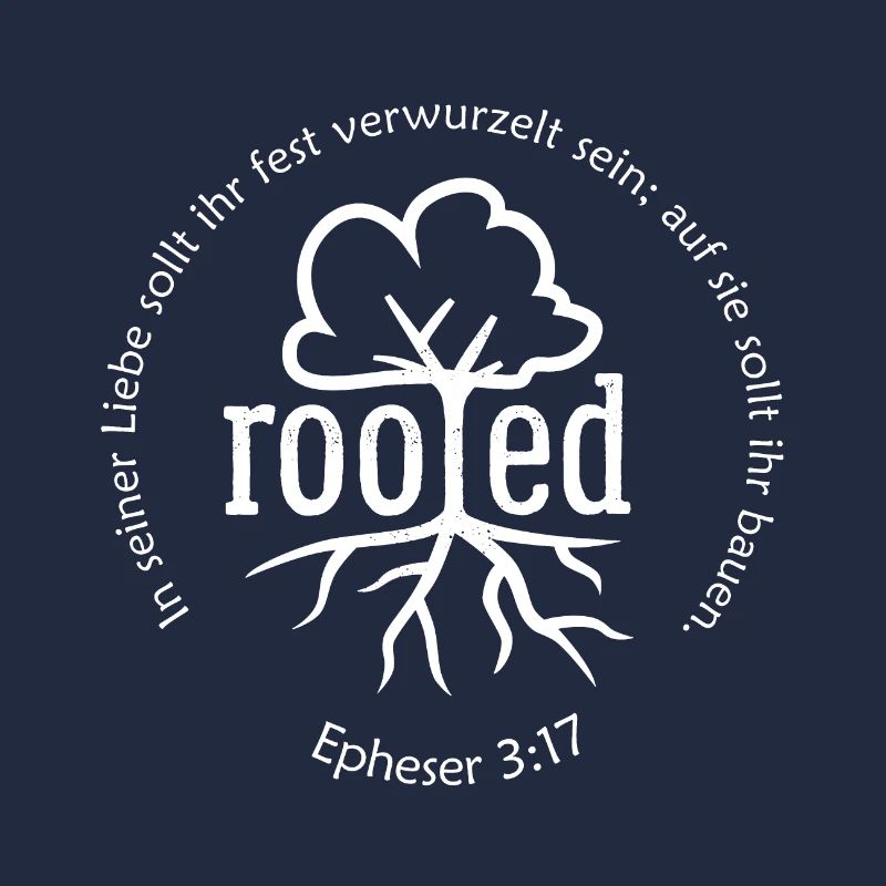 rooted Logo mit Bibelvers White