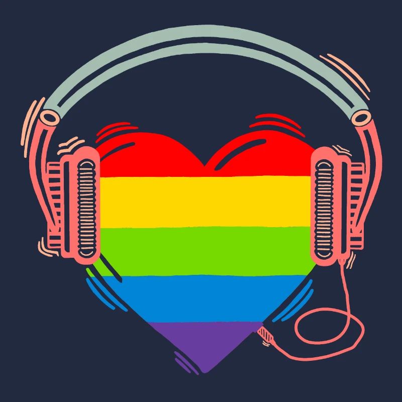 Regenbogenherz mit Kopfhörer cool Street Art