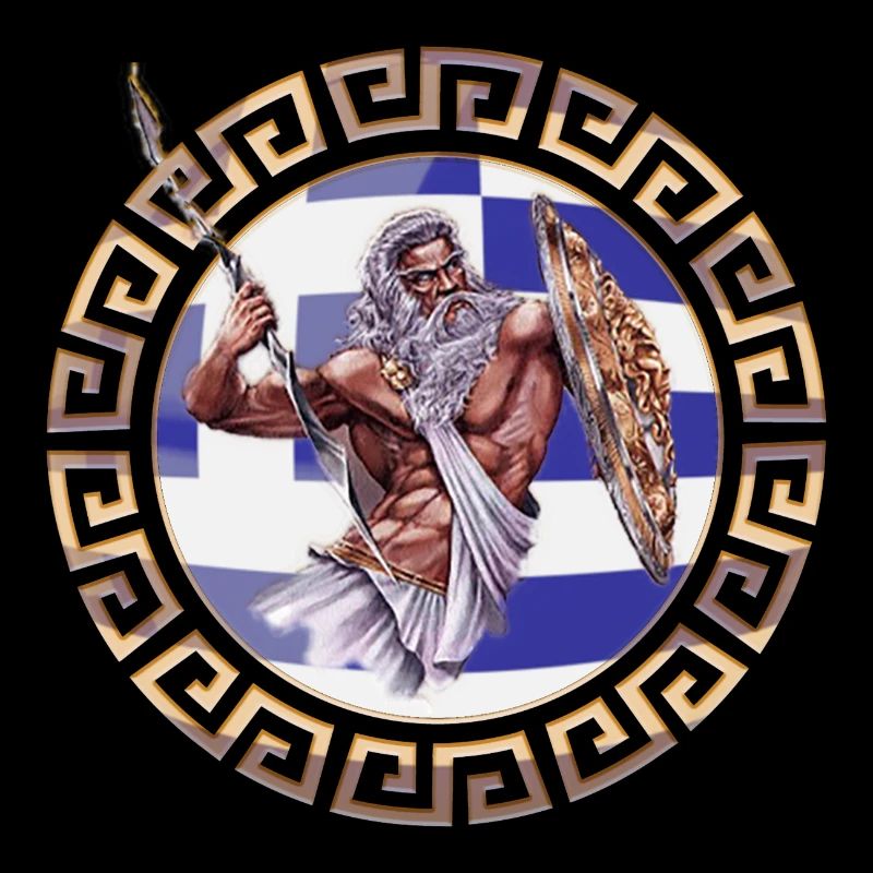 Drapeau grec ornement Zeus