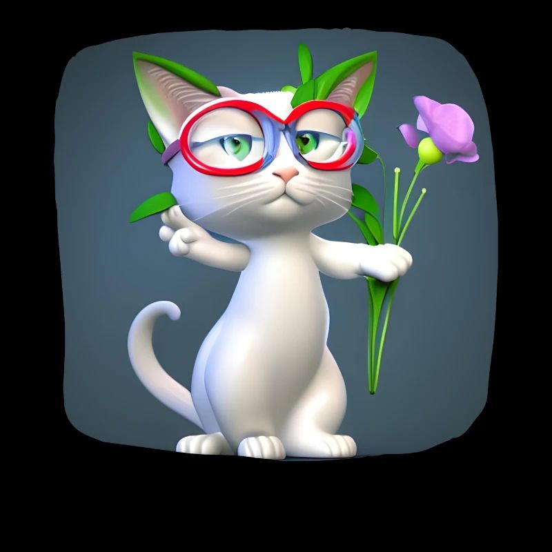 Chat offrant des fleurs - merci
