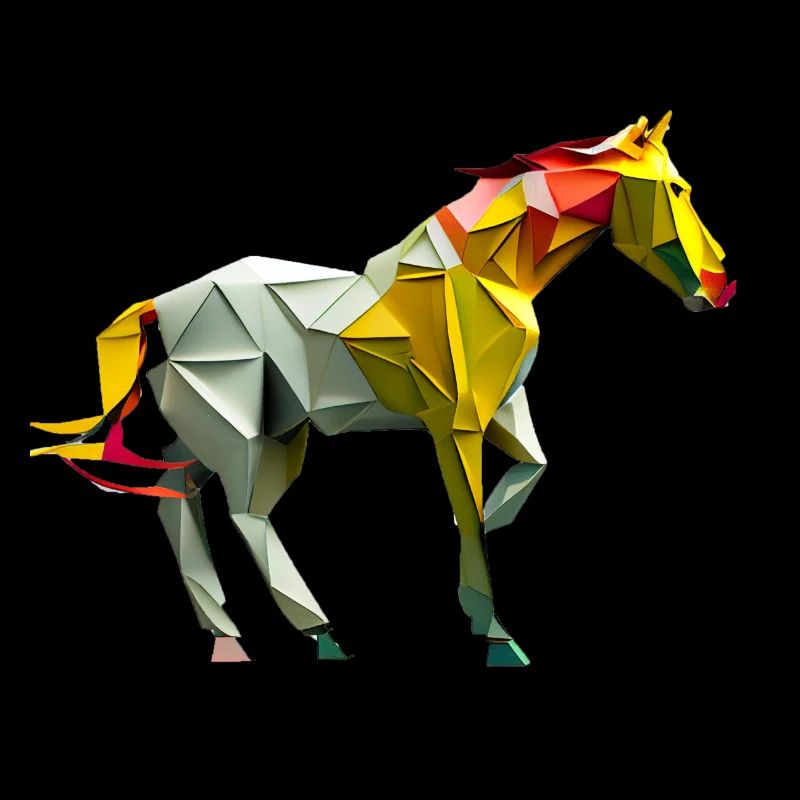 origami géométrie cheval coloré moderne arty