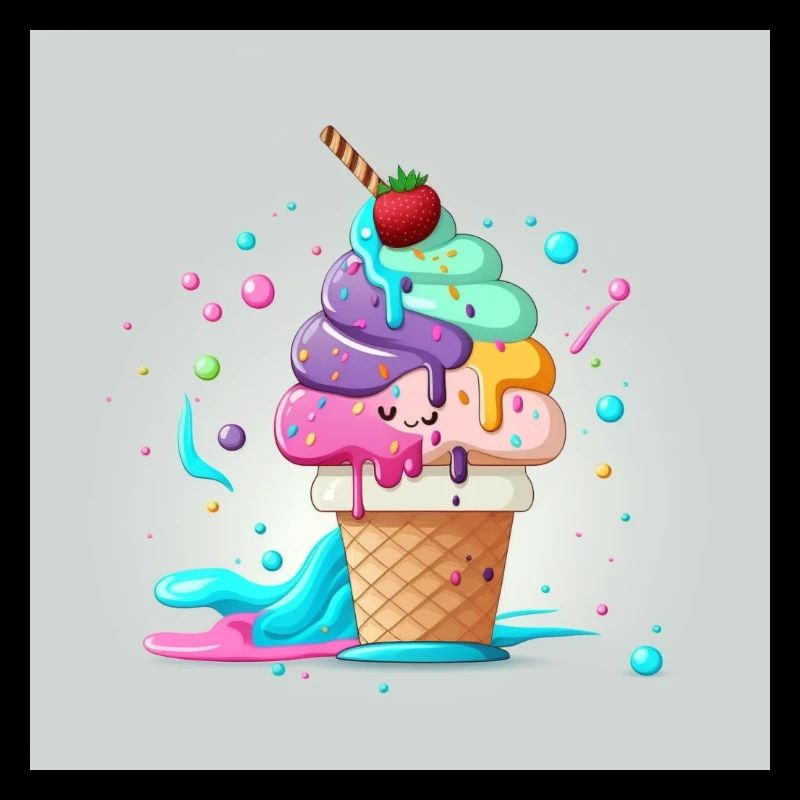 Cartoon style ice cream cone