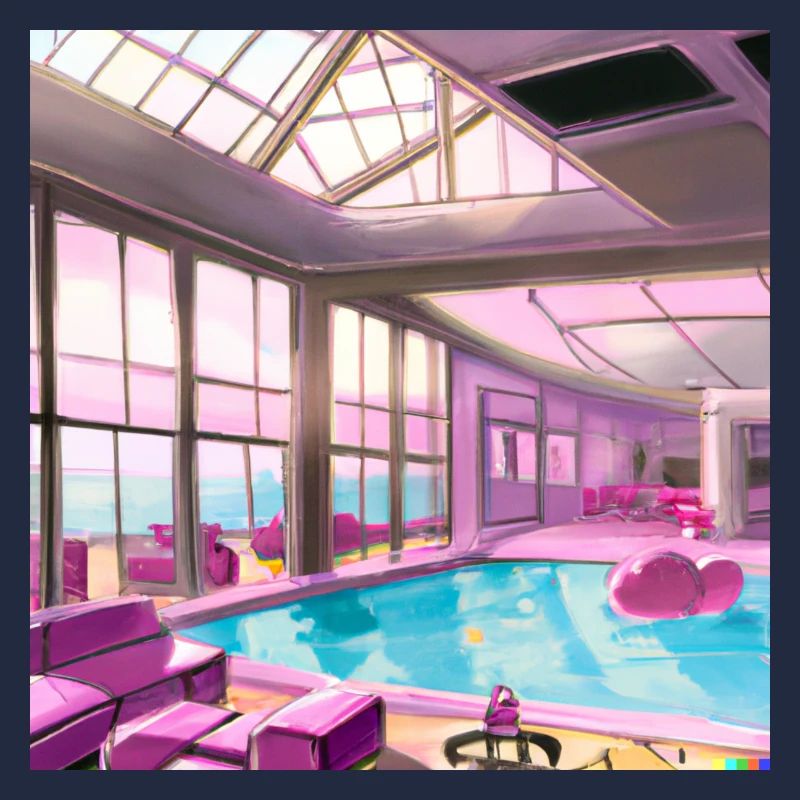 Salon avec piscine