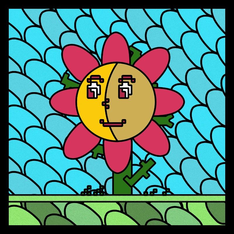 Flower - "stained glass" background.