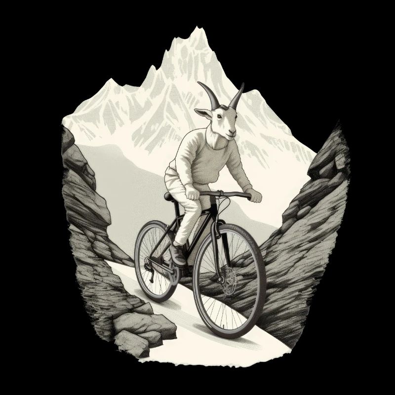Radfahrer Bergziege fährt mit Rad einen Berg hoch