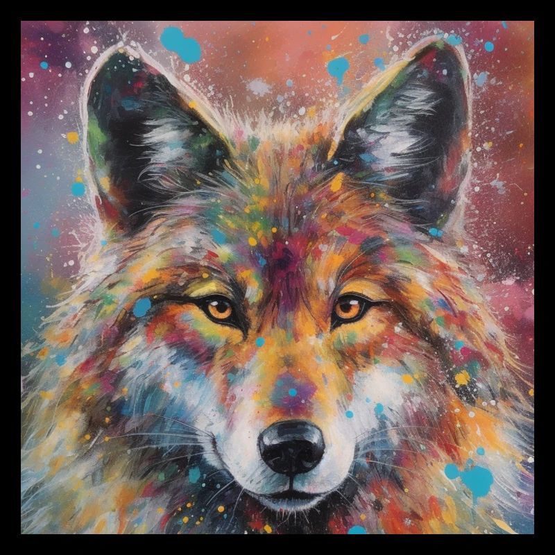 Modern & Colourful Wolf Wall Art by Bodhi