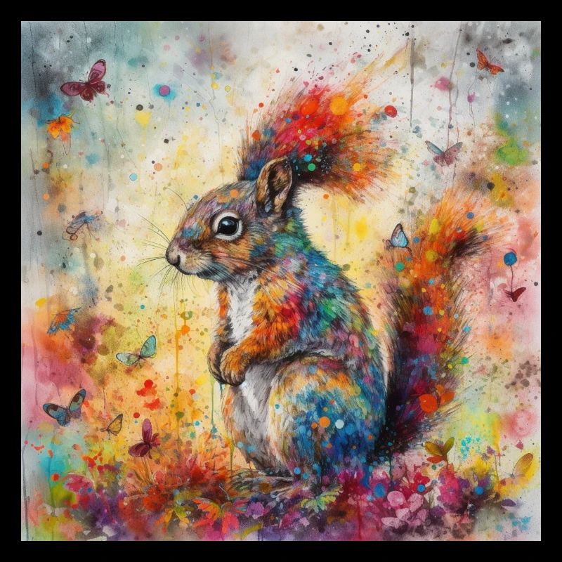 Modern & Colourful Squirrel Wall Art by Bodhi