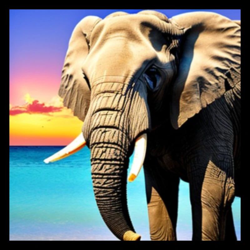 Eléphant au coucher du soleil