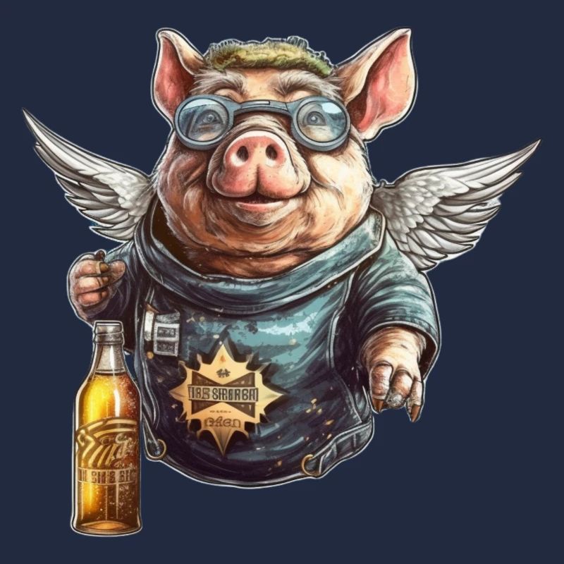 Fliegendes Schwein mit Bier - Lustig und Frech