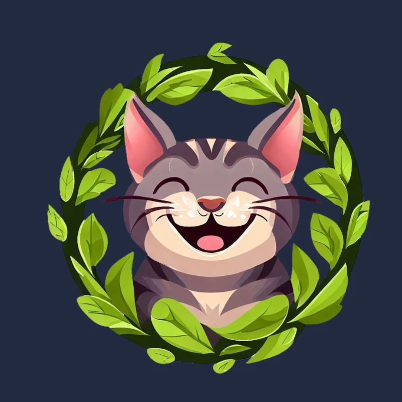 Chat dans un cercle de feuilles