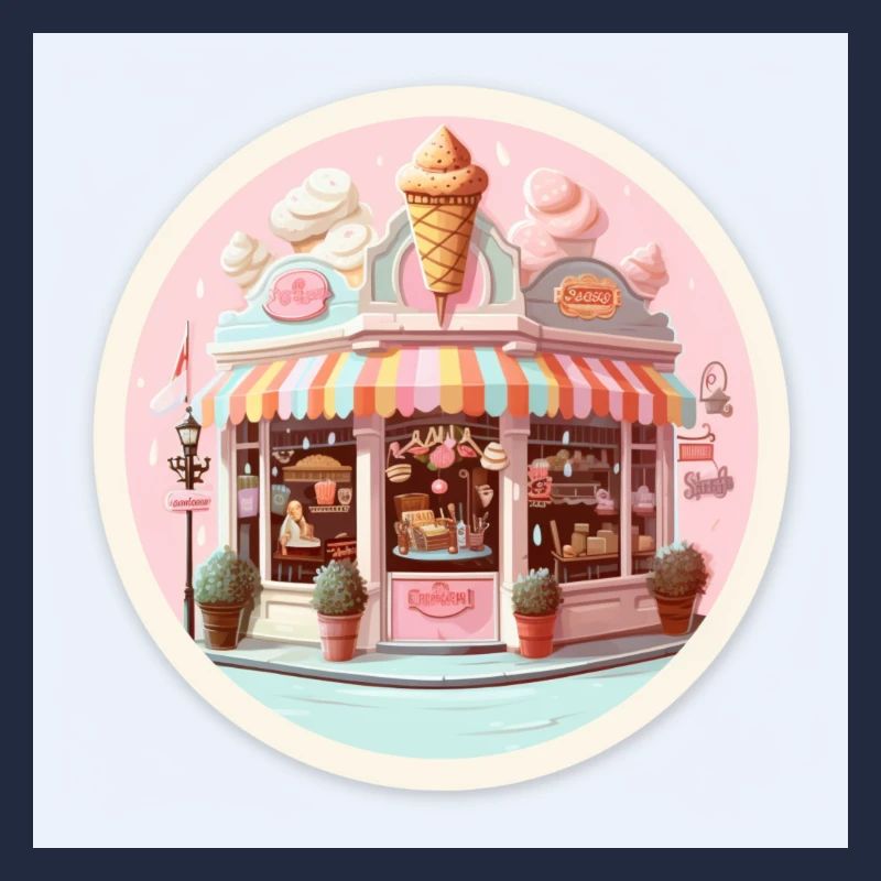Summer Scoop Busy Ice Cream Parlor on a Hot Day