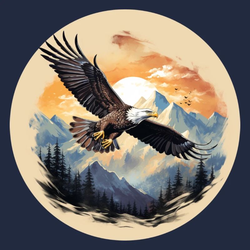 Eagle flight - eagle over mountain peaks