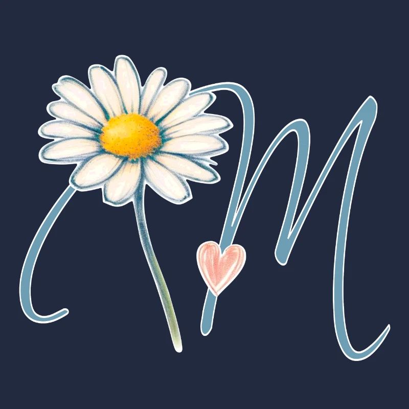 Letter M Daisy Heart