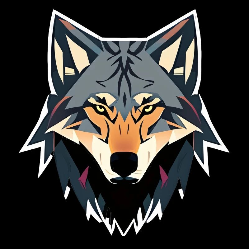 grey wolf face vector look geometric proud strong