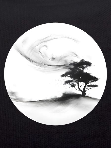 Ein gemalter Baum im Wind