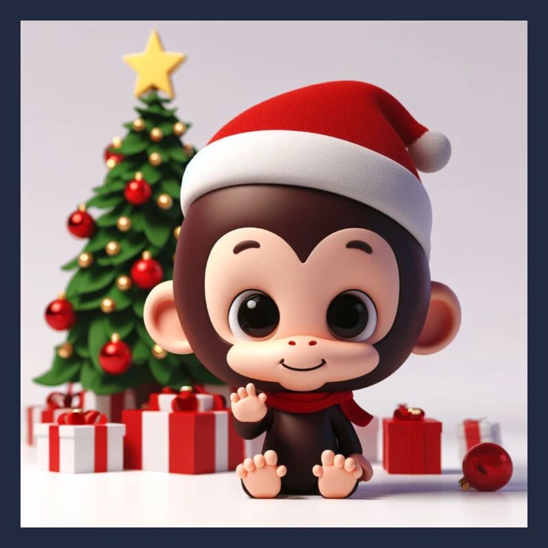 Cute monkey at Christmas