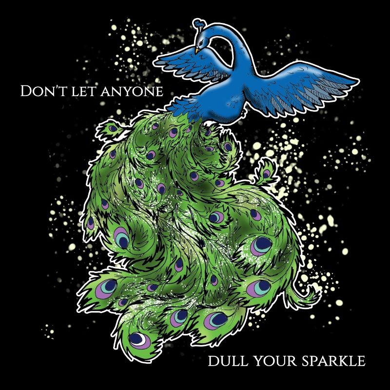 bird peacock art deco simple saying funny sparks