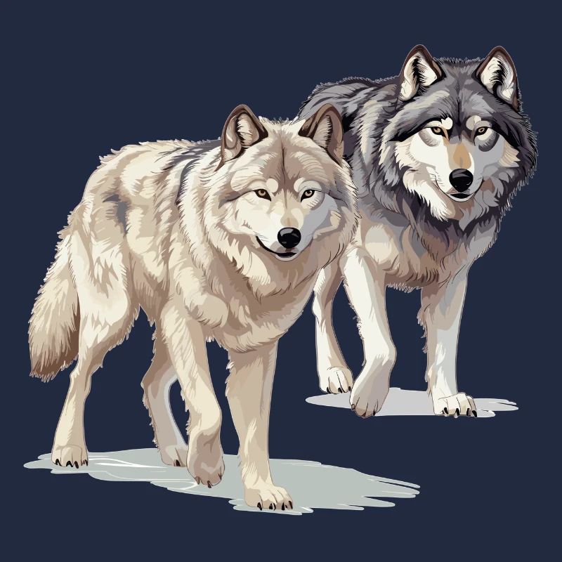 2 wolves big motif - The wilderness is calling !