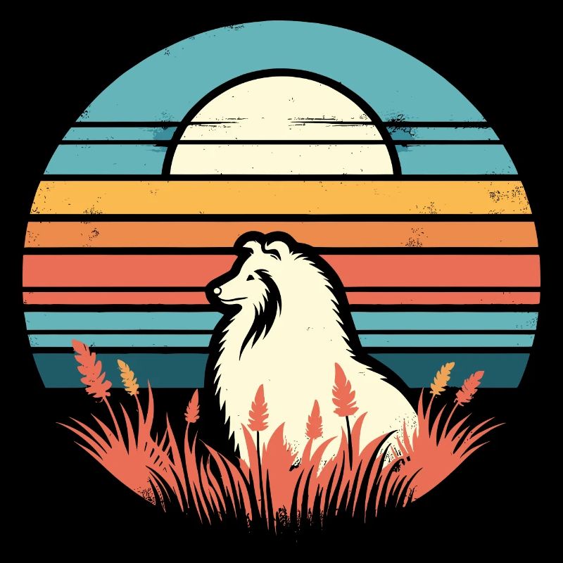 Shetland Sheepdog Vintage Sunset