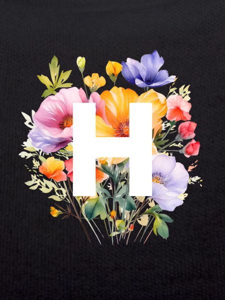H Monogramm , bunter Blumenstrauss