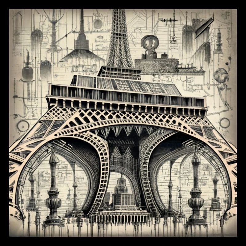 Eiffelturm Cyberpunk Steampunk Cyborg Stil