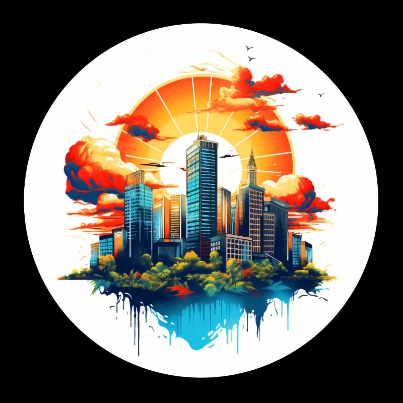 The city at sunrise