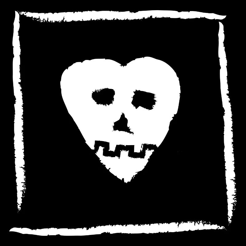 SkullHeart Logo Square Heart White