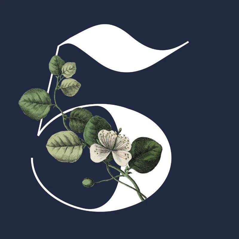 Nummer 5 Blumengrün -5. Geburtstag Blumen