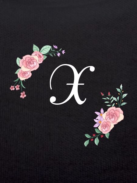 Lettre x florale rose