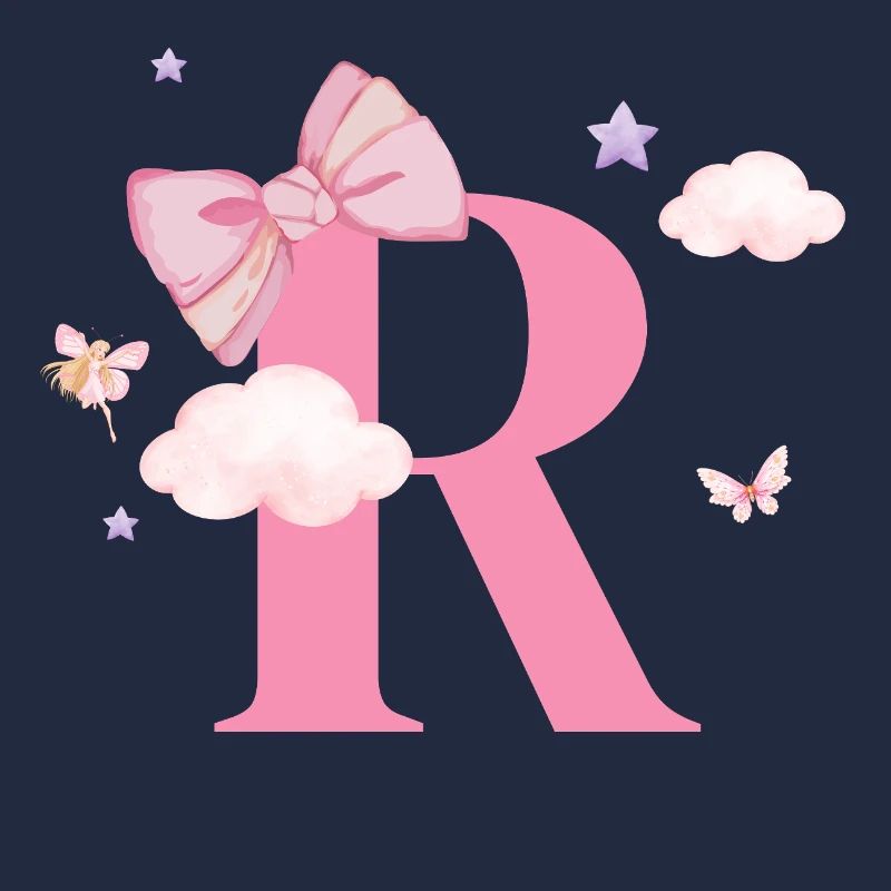 Buchstabe r rosa Wolken