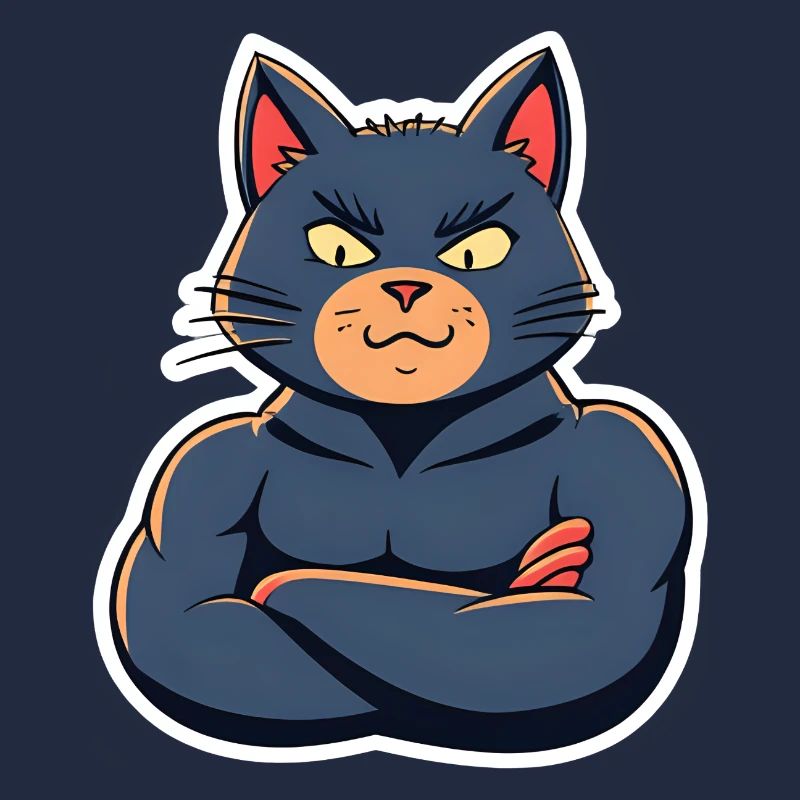 Cat with Muscles-Funny Comic Design