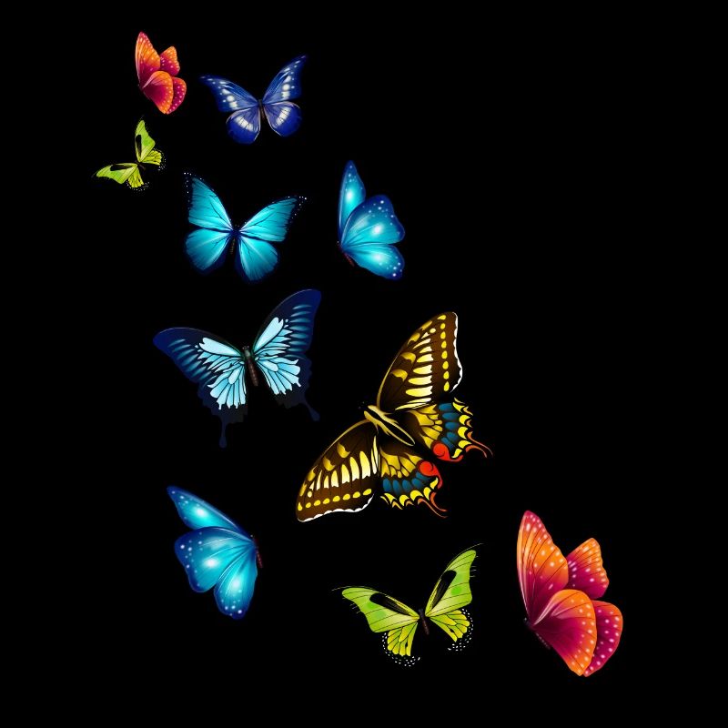 Mädchen Schöne Bunte Schmetterlinge