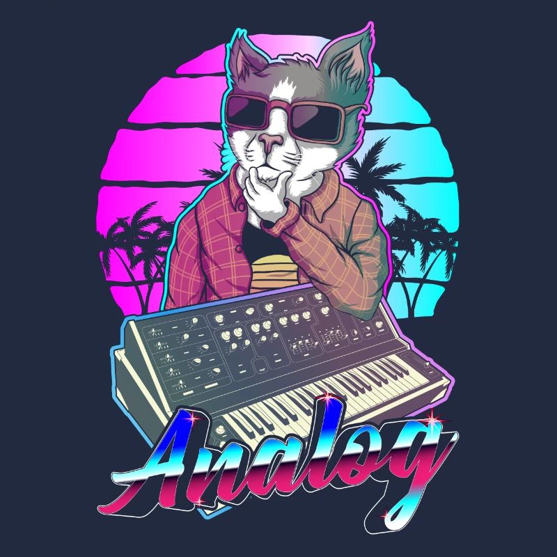 Synthesizer Vaporwave Cat Modular Analog