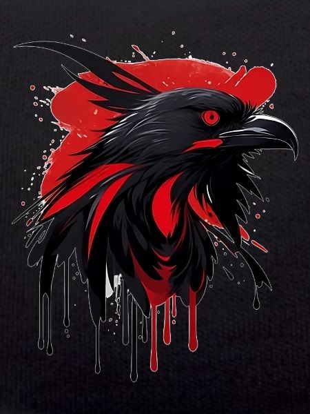 Fantasievogel rot-schwarz
