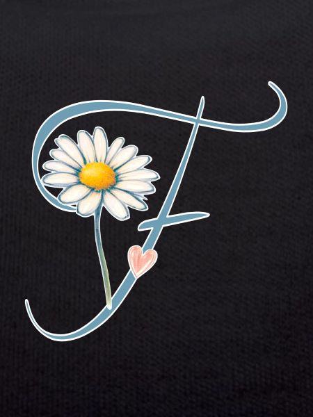 Letter F Daisy Heart