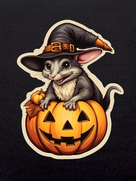 Halloween Hexenratte mit Kürbis