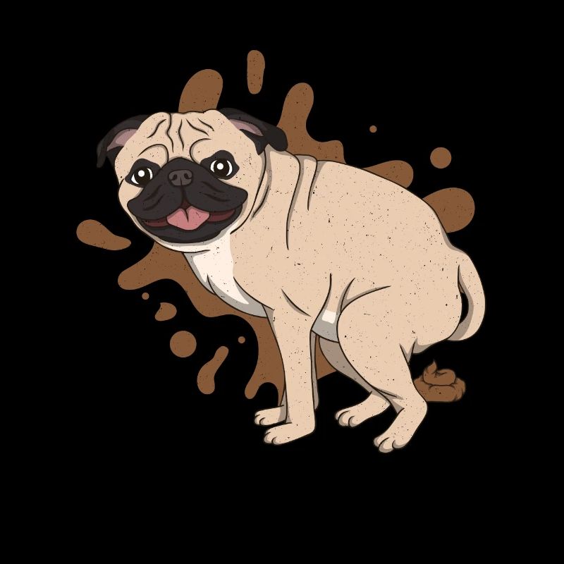 Mops kackt Kackhaufen