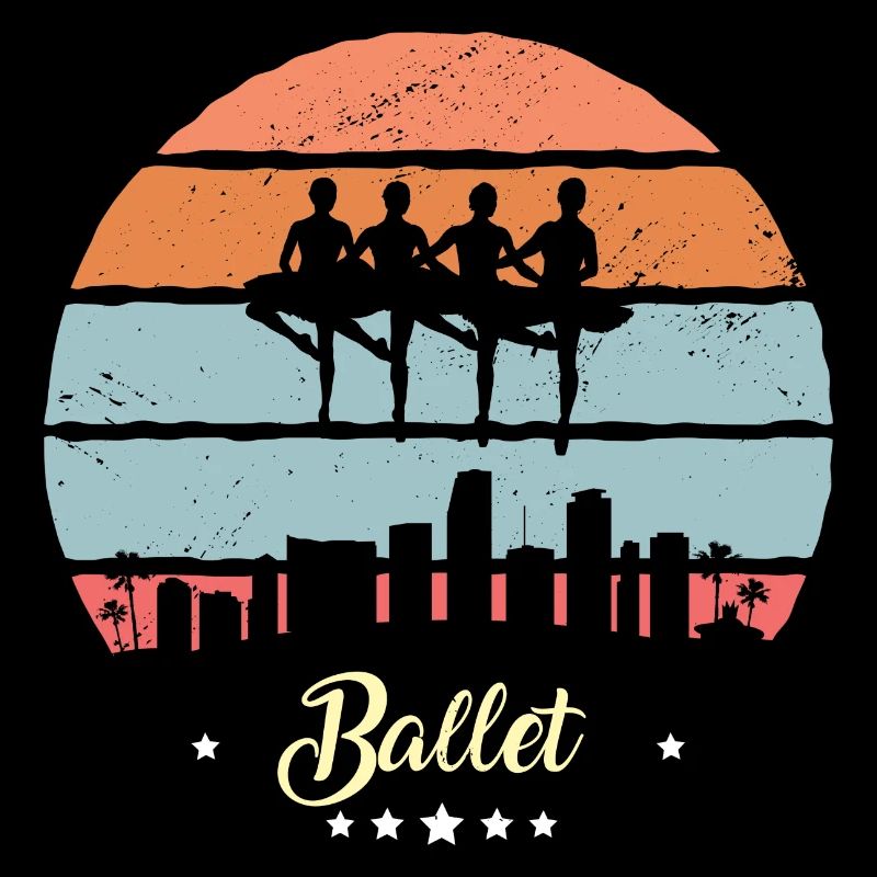 Ballet Dancing Vintage Retro Sport Sunset