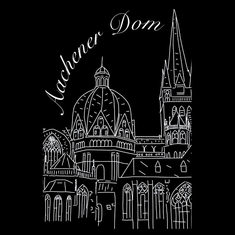 Aachen Cathedral in Germany, hand-drawn
