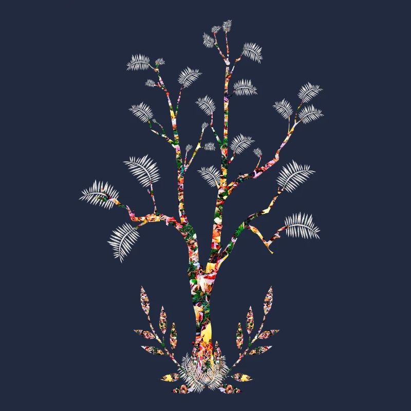 Der blühende Baum hinterlässt weiße Federn