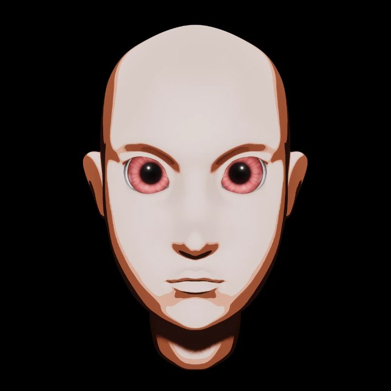 Kopf-Ilustration mit Anime-Augen