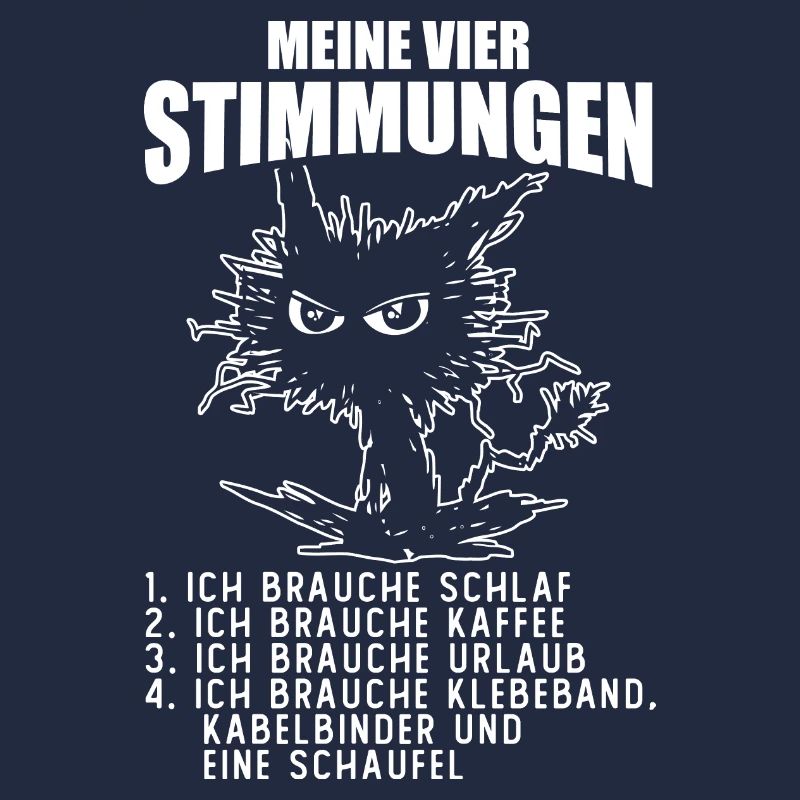 Katze Urlaub Müde Kaffee Vier Stimmungen