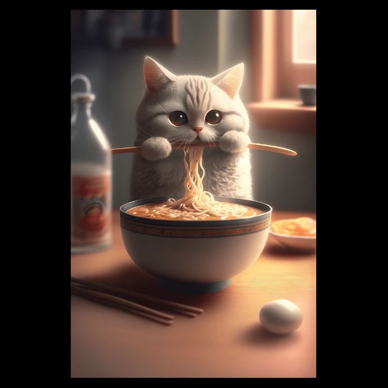 Mignon chat japonais Ramen