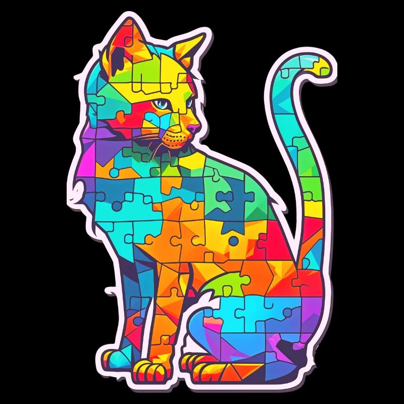 Unterstützen Sie Autismus-Bewusstsein bunte Katze