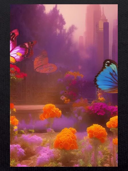 Fleurs et papillon
