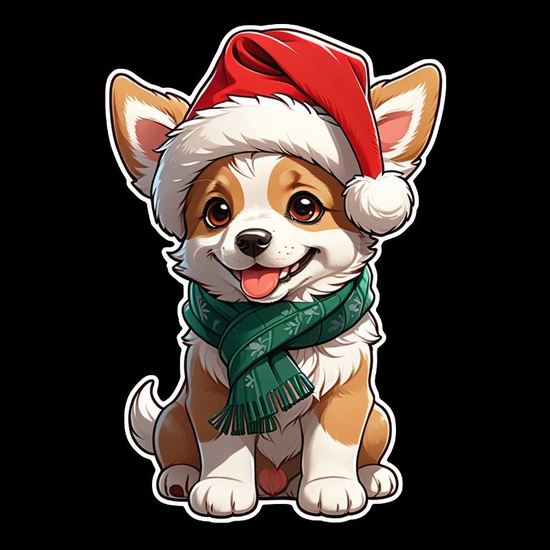 Dog with Christmas Hat