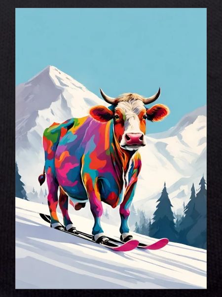 Kuh auf Ski
