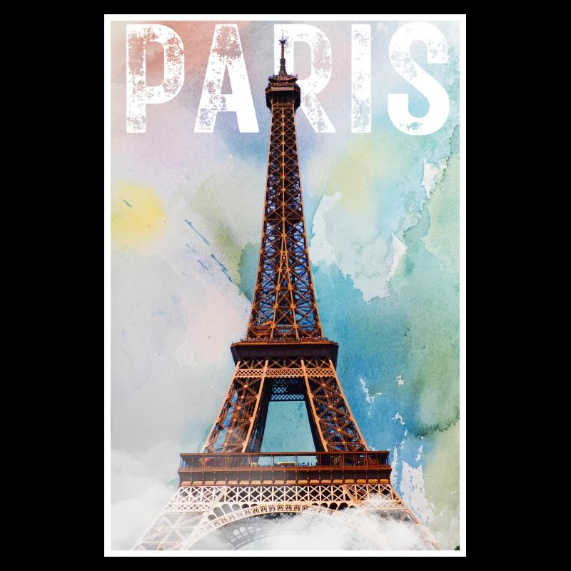 Paris Vintage Reiseposter mit Eiffelturm
