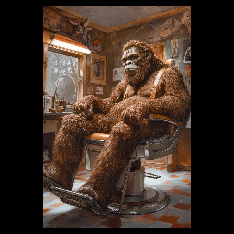 Sasquatch im Barber Shop
