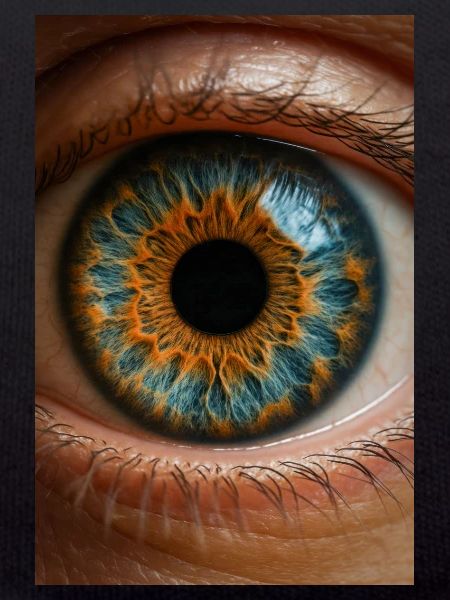 Fiery Blue Iris Close-Up